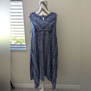 Mixed Blues Print Mini Dress